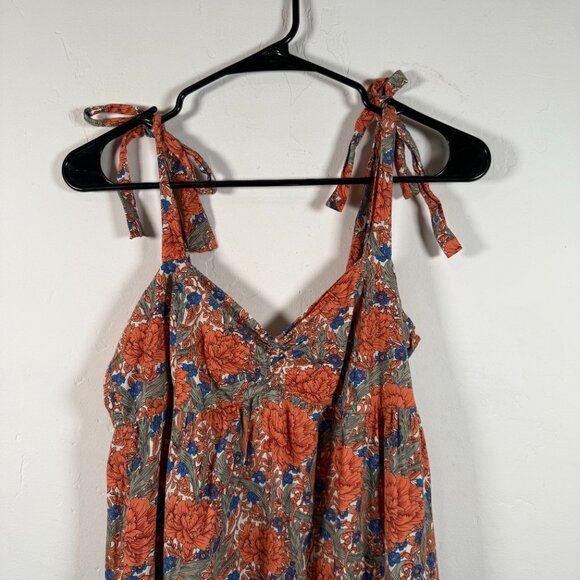 Zara Multicolor Floral Poplin Tie Bow Strap Moderns Midi Sundress Dress Size S - Picture 4 of 9